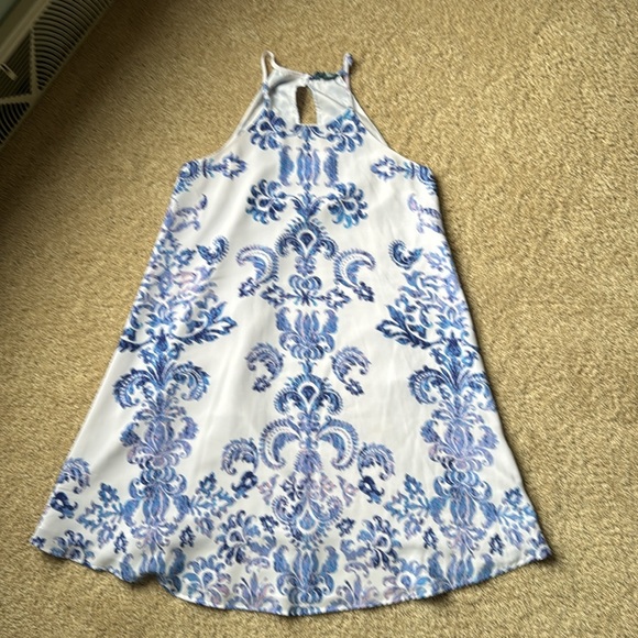 Fleur Bleue dress - flowy white with blue and pink design size 0 - Picture 3 of 12